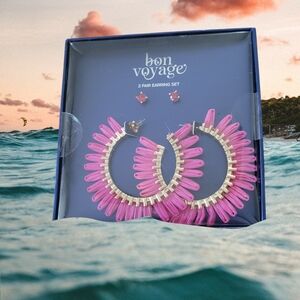 Pink and Gold Earring Set